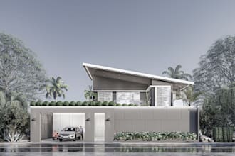 create sketchup 3d model and render exterior and floor plan