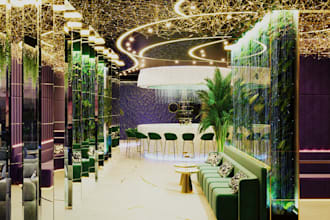 modern luxury 3d restaurant bar, lounge, cafe, sauna, nightclub, rooftop,pool,VR