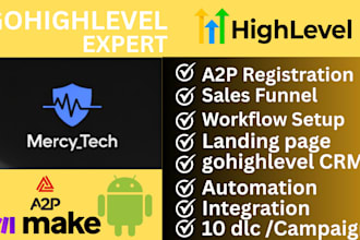 set up and automate your go high level CRM a2p 10dlc sales funnel ghl expert