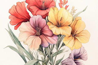 draw a custom botanical or floral watercolor illustration