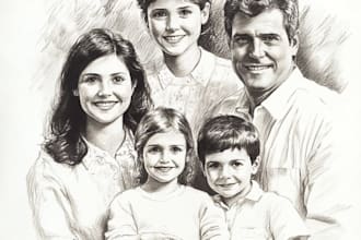 draw realistic pencil sketch of your family from a photo