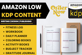 design custom low content amazon KDP for coloring book cover, journals, planner