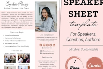 create a professional epk, media kit, press kit, or one sheet for speakers