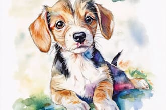 draw watercolor pet portrait