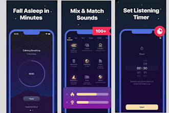 build meditation sleep sound app, sleep tracker app, relaxation app, fitness app