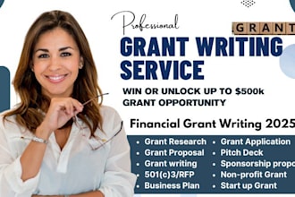 grant writing and submission, proposal, research, application, business plan