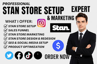 setup stan store digital products to sell with marketing sales funnel promotion