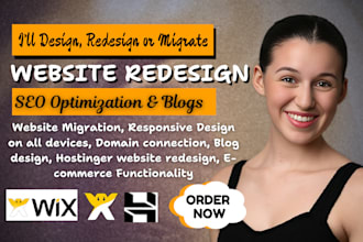 design or redesign hostinger website, canva, duda website design, webador SEO