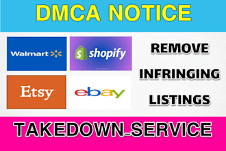 etsy ebay shopify walmart takedown service, remove infringing listings by dmca