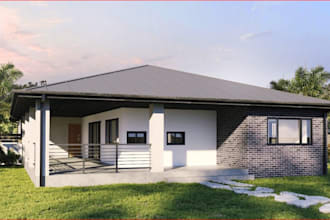 renew 3d single family house, stunning porch exterior,cad floor plan,cgi renders