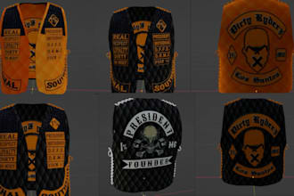 make custom fivem clothing, mc kuttes with patches, biker vests, fivem eup,