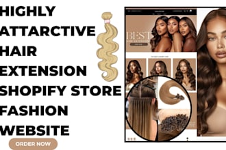 design hair extension shopify store, hair salon store hair extension website
