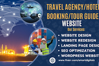 design travel agency website, hotel booking, website, tour guide website