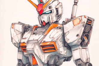 draw mecha, gundam and armor ilustration in my style