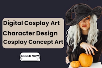 create digital cosplay character design and concept art illustration