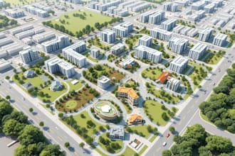 do masterplan render, site plan, urban planning, town plan, building masterplan
