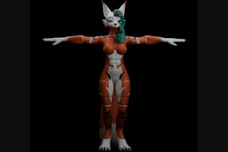 anthro furry vrchat avatar,3dhumanoid,metahuman head model,ue5 soldier character