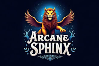 eye catchy arcane sphinx mascot logo for you in 12 hours