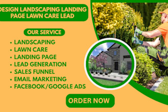 design landscaping blueprint landing page lawn care lead, gardening website