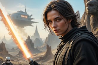 make a fantasy sci fi character or star wars illustration