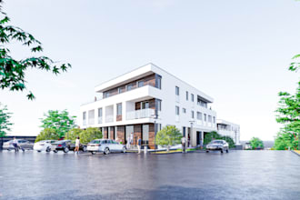 renovate 3d multi apartment,real estate render,3d landscape garden,rooftop patio