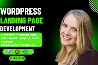 design a high converting wordpress landing page with elementor, divi or bluehost