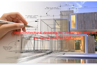 do architectural drawing,3d, 2d design, mep stamp, pe stamp seal for USA permit