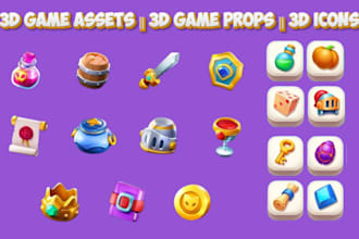 3d game assets, 3d icons, icon design, 3d game props, game mobile app in unity