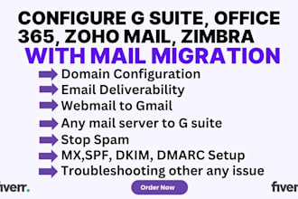 migration your email and configure office 365, g suite, zoho