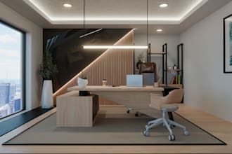 render 3d office interior,co working,workspace,retail store,bar,restaurant,hotel