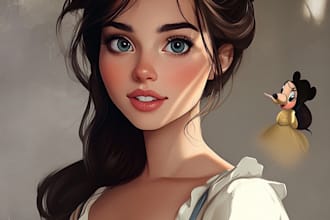 turn your portrait into a disney style cartoon illustration