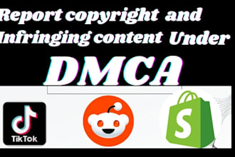 send dmca notice to tiktok, shopify, instagram, facebook, reddit and google