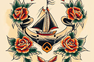 create old school or traditional tattoo style design