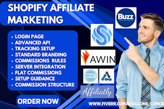 setup shopify affiliate marketing avanlink affiliatly impact awin snowball buzz
