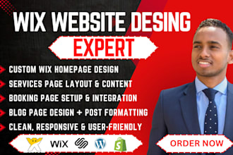 design wix home page update wix services page booking page blog post page