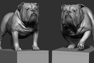 sculpt realistic 3d dog model pet animal creature design stl for 3d printing cnc