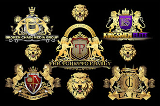 make a professional heraldic, vintage, family crest, coat of arms logo