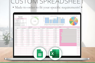 create custom dashboard google spreadseet excel sheet, budget planner automation