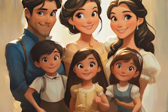 draw a disney family or group portrait from a photo