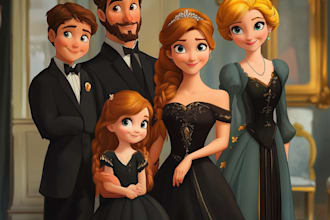customize your group or family portrait in disney style