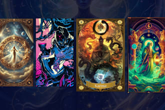 design unique card decks cyberpunk high fantasy spiritual and zodiac tcg cards