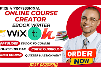 create online course content upload course content to teachable podia, wix PPT