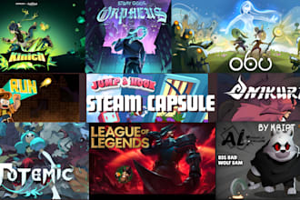 illustrate steam capsule, game banner, design game poster for your game