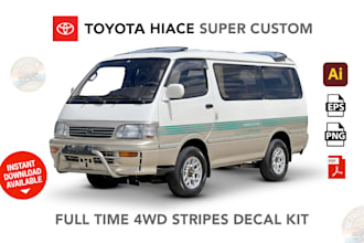 design toyota hiace 4wd stripes decal kit