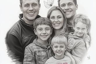 draw realistic pencil sketch of your family from a photo