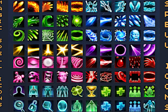 design magic icons, spell icon magic amulets for rpg moba fantasy mobile game ui