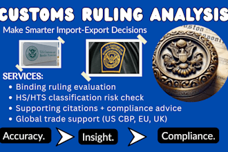 do customs ruling analysis, hts code, to support import export decision in USA