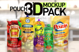 create premium pouch design and mylar bag with complimentary 3d mockup