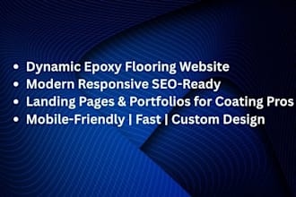 design dynamic epoxy flooring website, coating, landing page, personal portfolio