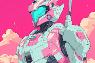 make a mecha robot art and illustration